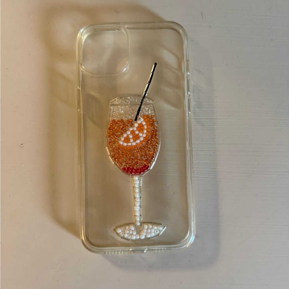 Clear Phone Case with Beaded Cocktail Design